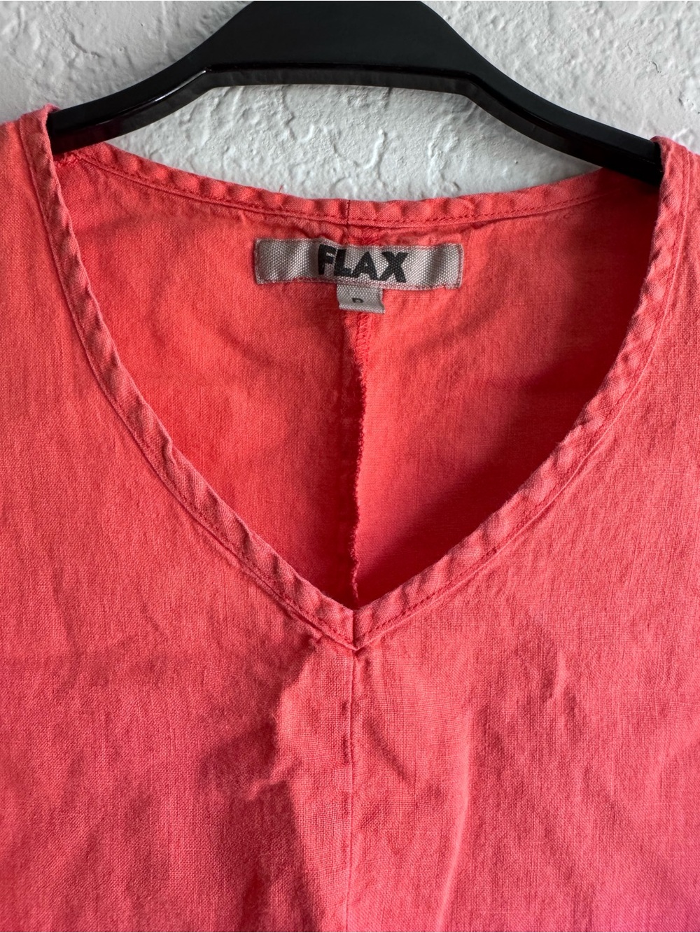 Flax Coral V-Neck Linen Tank Top - Picture 3 of 8
